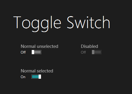 Toggle Switch control JMetro dark theme, Java, JavaFX theme, inspired by Microsoft Metro (now named Fluent Design)