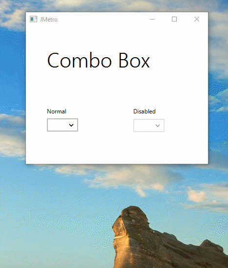 Combo Box JMetro light theme. Java (JavaFX) UI theme, inspired by Fluent Design System (previously named &apos;Metro&apos;)