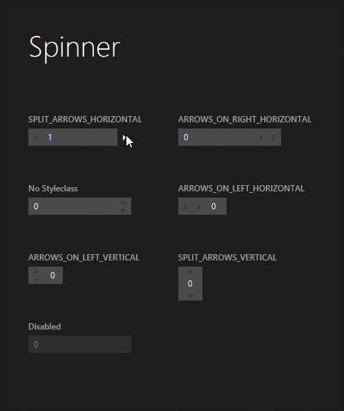 Spinner JMetro dark theme. Java, JavaFX theme, inspired by Fluent Design System (previously named 'Metro')