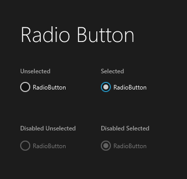 Radio Button JMetro dark theme. Java, JavaFX theme, inspired by Fluent Design System (previously named 'Metro').