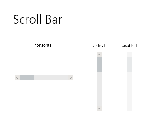 Scroll Bar control JMetro light theme, Java (JavaFX) UI theme, inspired by Fluent Design System (previously named &apos;Metro&apos;).