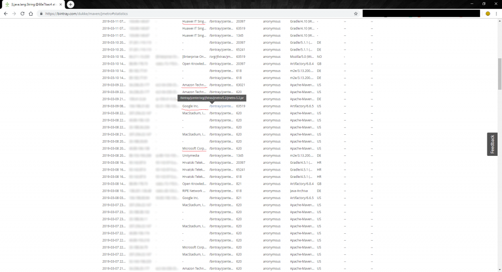 Recent JMetro usage log