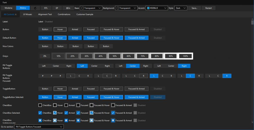 theme tester application of JMetro