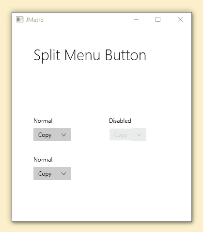 Split Menu Button JMetro Light style